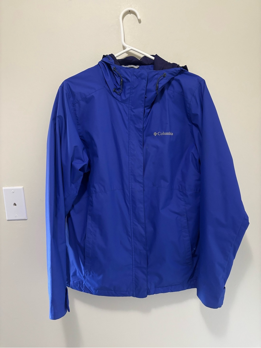 Vintage Columbia Interchange Royal Blue Hooded Rain Shell Jacket (Women's Medium